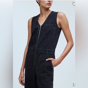 Madewell Black Sleeveless Zip-Front Denim Jumpsuit